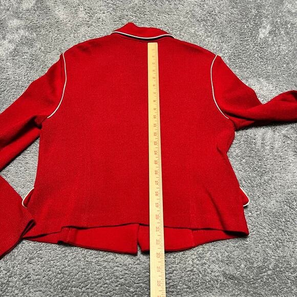 St. John Collection By Marie Gray Sweater Blazer 12 Red Gold Knit Cardigan - Picture 5 of 6
